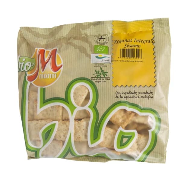 ECOMONTI Regañas Integrales con sésamo ecológico ECOMONTI 150 gr, - 0.15 kg - Imagen del producto en Findit