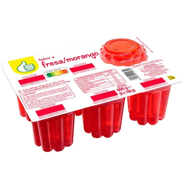 PRODUCTO ECONÓMICO ALCAMPO Gelatina con sabor a fresa 6x100 g. - 0.6 kg - Imagen del producto en Findit
