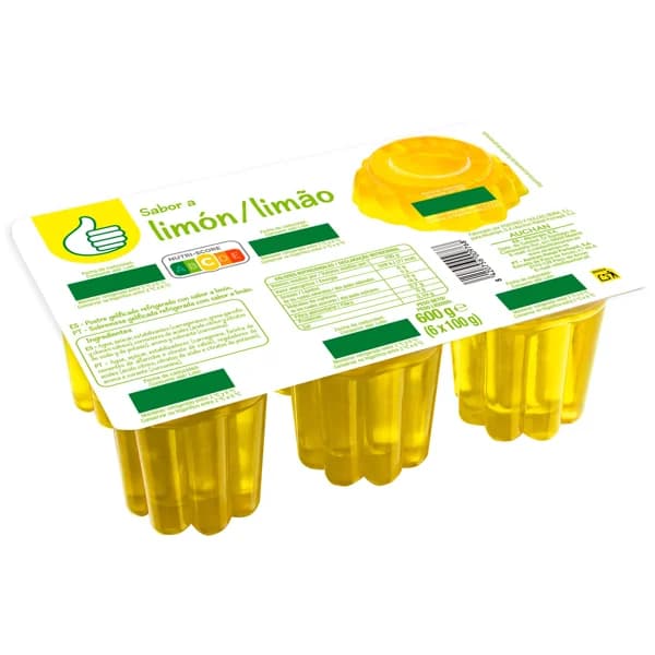 PRODUCTO ECONÓMICO ALCAMPO Gelatina con sabor a limón 6x100 g. - 0.6 kg - Imagen del producto en Findit
