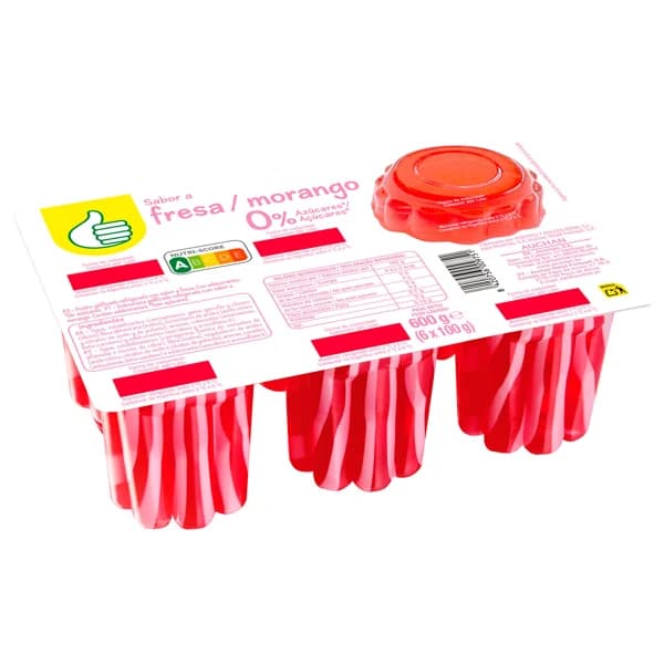 PRODUCTO ECONÓMICO ALCAMPO Gelatina con sabor a fresa sin azúcares añadidos 6x100 g. - 0.6 kg - Imagen del producto en Findit