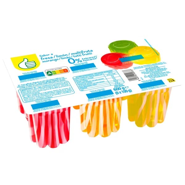 PRODUCTO ECONÓMICO ALCAMPO Gelatina de sabores surtidos sin azúcares añadidos 6x100 g. - 0.6 kg - Imagen del producto en Findit
