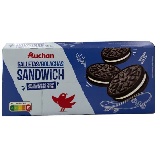 PRODUCTO ALCAMPO Galletas tipo sandwich chocolate, rellenas de crema sabor a vainilla 176 g. - 0.22 kg - Imagen del producto en Findit