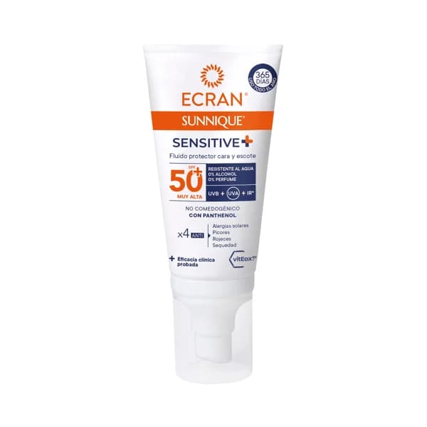 ECRAN Sunnique sensitive+ Protector solar para cara y escote con FPS 50+ (muy alto) 50 ml. - 0.05 l - Imagen del producto en Findit