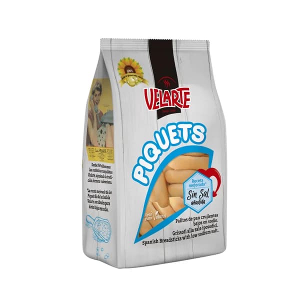 VELARTE Piquets Palitos de pan crujiente bajos en sodio 250 g. - 0.25 kg - Imagen del producto en Findit