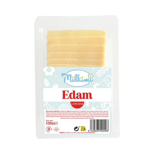 MILKIMI Lonchas de queso edam 120 g. - 0.12 kg - Imagen del producto en Findit