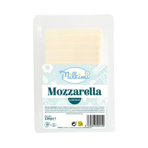MILKIMI Lonchas de queso mozzarella 120 g. - 0.12 kg - Imagen del producto en Findit