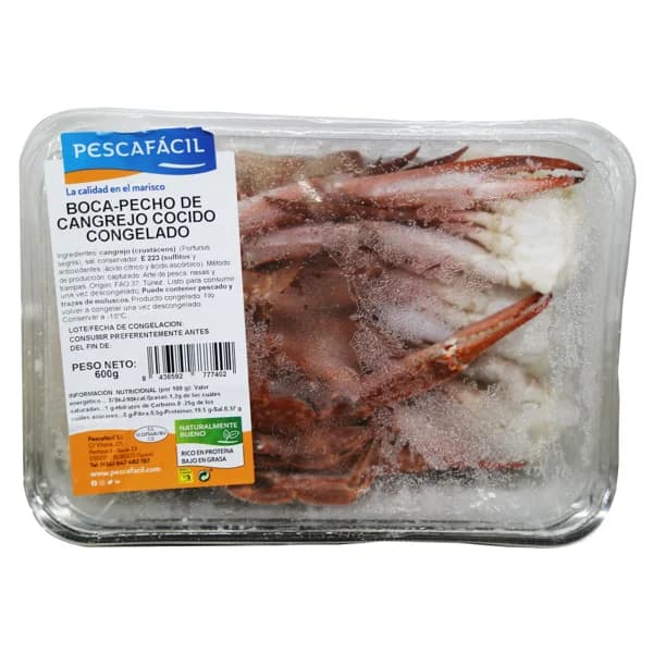 PESCAFÁCIL Boca y pecho de cangrejo cocido, congelado 600 g. - 0.6 kg - Imagen del producto en Findit