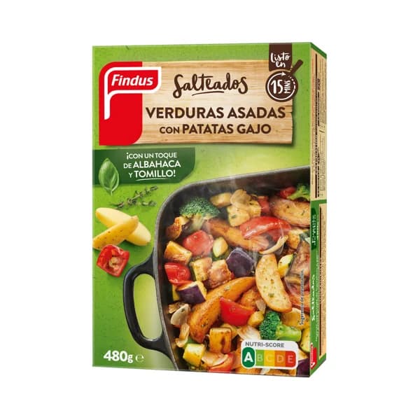 FINDUS Salteados Verduras asadas con patatas gajo y un toque de albahaca y tomillo 480 g. - 0.48 kg - Imagen del producto en Findit
