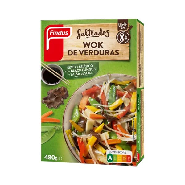 FINDUS Salteados Wok de verduras estilo asiático con Black fungus y salsa de soja 480 g. - 0.48 kg - Imagen del producto en Findit