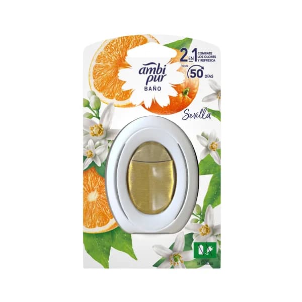 AMBIPUR Sevilla Ambientador de baño, con aroma a naranja, 2 en 1 combate los olores y refresca. - 1 ud - Imagen del producto en Findit