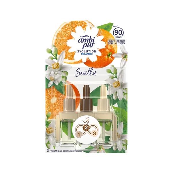 AMBIPUR Sevilla Recambios de ambientador para baño, con aroma a naranja, 3 uds. - 1 ud - Imagen del producto en Findit