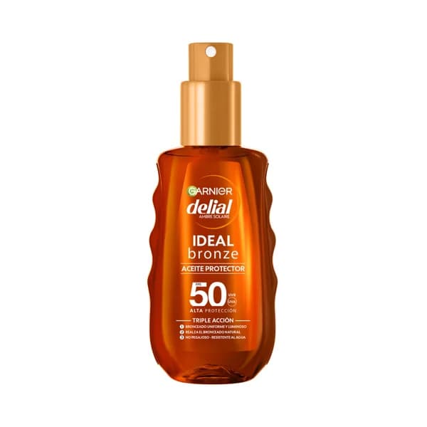 DELIAL Ideal bornze de Garnier Aceite protector solar en spray con triple acción y FPS 50 (muy alto) 150 ml. - 0.15 l - Imagen del producto en Findit