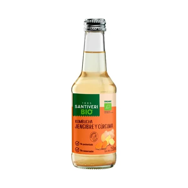 SANTIVERI Bio Kombucha con jenjibre y cúrruma ecológicos botella 25 cl. - 0.25 l - Imagen del producto en Findit