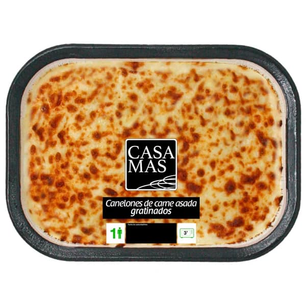 CASA MAS Canelones de carne asada gratinados 350 g. - 1.2 kg - Imagen del producto en Findit