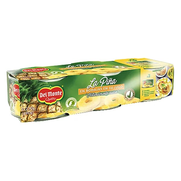 DEL MONTE Piña en su Jugo DEL MONTE 3 uds. de 140 gr, - 0.42 kg - Imagen del producto en Findit