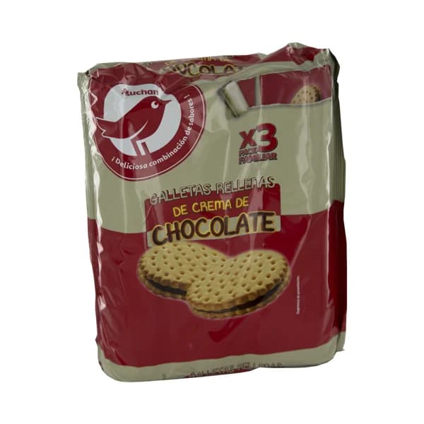 PRODUCTO ALCAMPO Galletas rellenas de chocolate pack de 3 paquetes de 250 g. - 0.75 kg - Imagen del producto en Findit