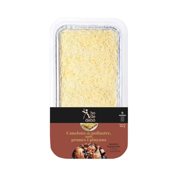 BO DE DEBÓ Canelones de pollo con ciruelas, orejones, piñones y bechamel 670 g. - 0.67 kg - Imagen del producto en Findit