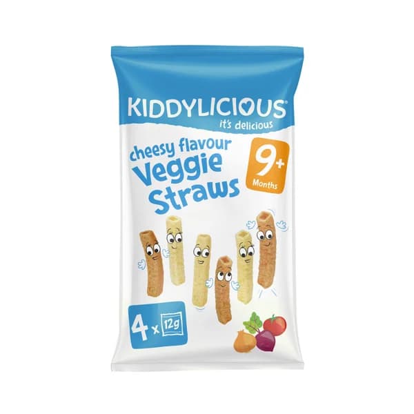 KIDDYLICIOUS Snacks de patata, arroz y guisantes ecológicos sabor queso, a partir de 9 meses 4 x 120 g. - 1 ud - Imagen del producto en Findit