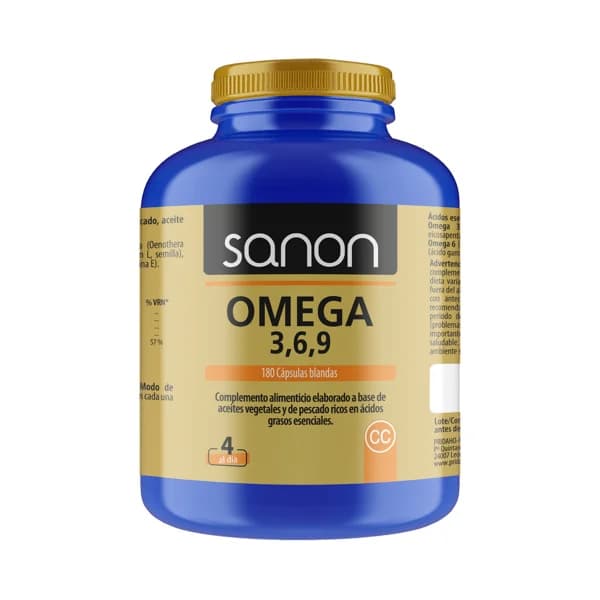 SANON Complemento alimenticio a base de ácidos grasos esenciales (Omega 3, 6, 9) 180 cápsulas. - 1 ud - Imagen del producto en Findit