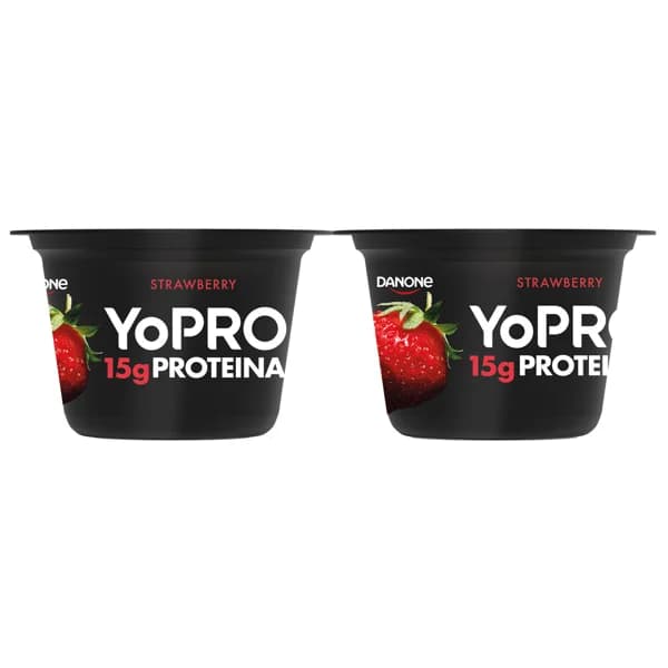 YOPRO de Danone Leche fermentada con sabor a fresa, proteínas y sin azúcares añadidos ni grasa 2 x 160 g. - 0.32 kg - Imagen del producto en Findit