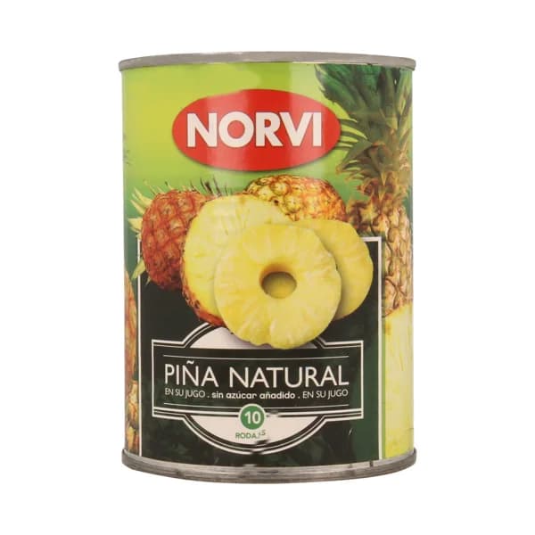 NORVI Piña natural en rodajas en su jugo sin azúcar añadido NORVI 340 g. - 0.34 kg - Imagen del producto en Findit
