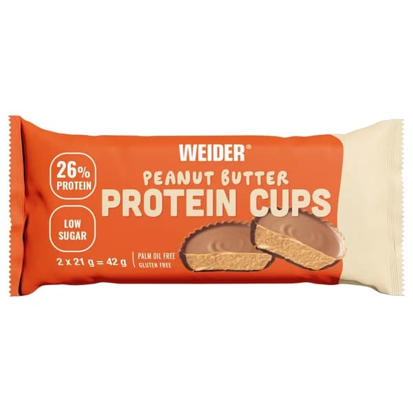 WEIDER Tartaletas chocolate con leche y mantequilla de cacahuete, con alto contenido en proteinas 2 x 21 g. - 1 ud - Imagen del producto en Findit