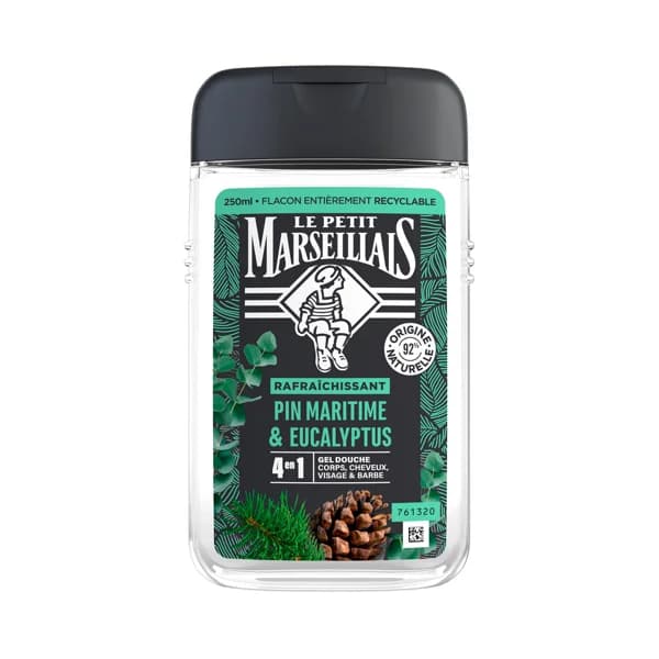LE PETIT MARSEILIAIS Gel para baño o ducha 4 en 1 (cuerpo, cabello, cara y barba) 250 ml. - 0.25 l - Imagen del producto en Findit
