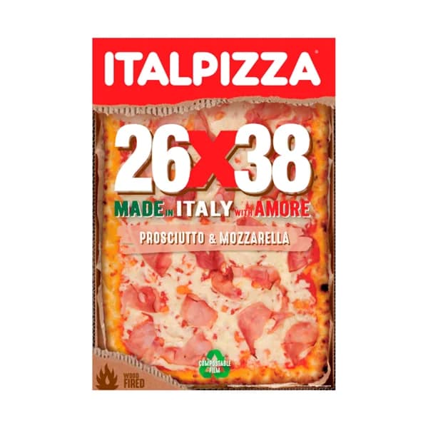 ITALPIZZA Pizza prosciutto & mozzarella 26 x 38 560 g. - 0.56 kg - Imagen del producto en Findit