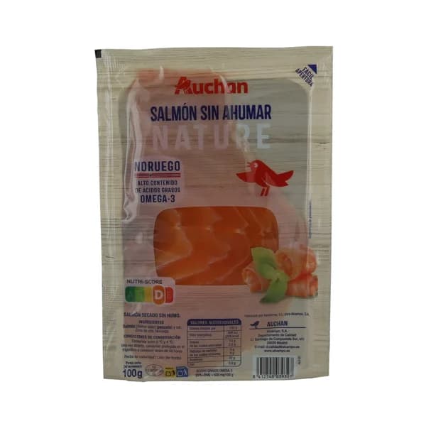 AUCHAN Salmón nature (sin ahumar) 100 g. Producto Alcampo - 0.1 kg - Imagen del producto en Findit