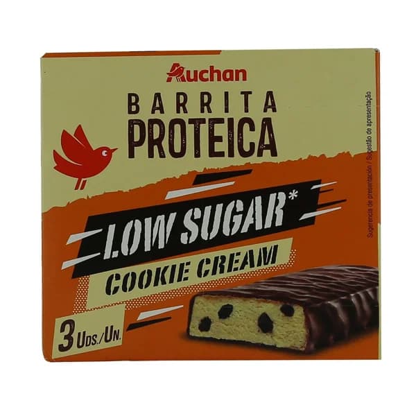 PRODUCTO ALCAMPO Barritas proteicas con chocolate negro y relleno sabor galleta con nata 3 x 40 g. - 0.12 kg - Imagen del producto en Findit