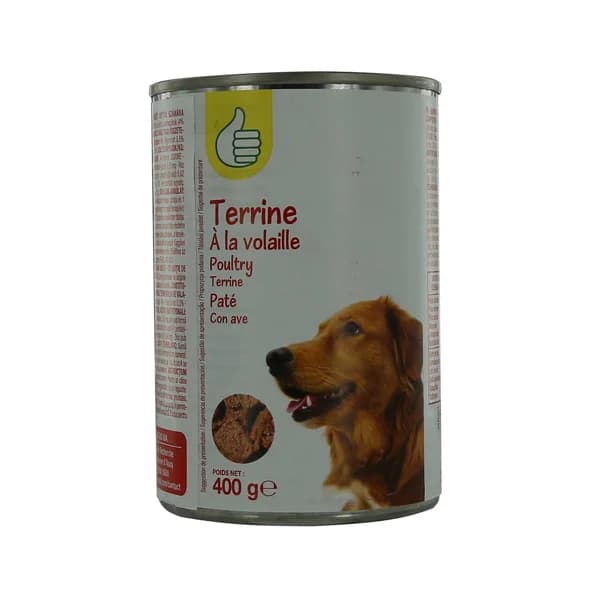 PRODUCTO ECONÓMICO ALCAMPO Lata de alimento para perro de pate con ave 400 g. - 0.4 kg - Imagen del producto en Findit