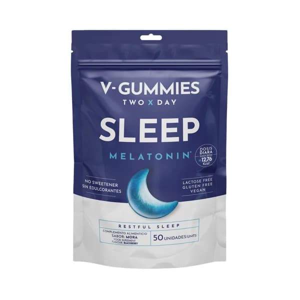 V-GUMMIES Sleep Complemento nutricional sin edulcorantes, con melatonina y sabor a mora 50 uds. - 0.11 kg - Imagen del producto en Findit