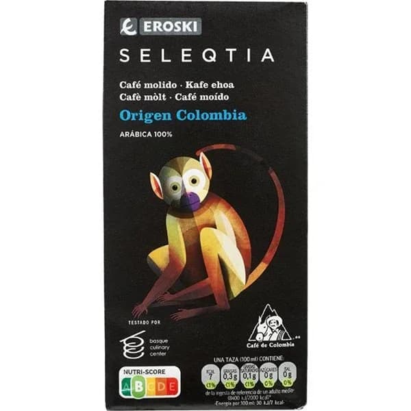 Café molido Colombia EROSKI SELEQTIA, caja 250 g - 0.25 kg - Imagen del producto en Findit