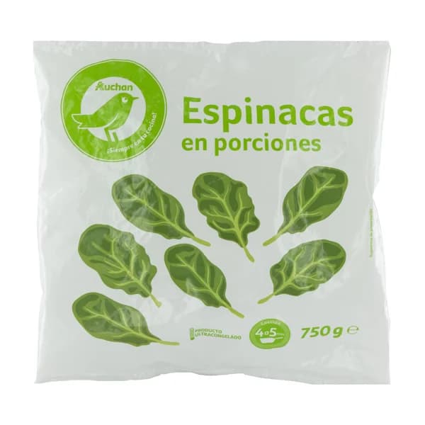 PRODUCTO ECONÓMICO ALCAMPO Espinacas ultracongeladas en porciones PRODUCTO ECONÓMICO ALCAMPO 750 g. - 0.75 kg - Imagen del producto en Findit