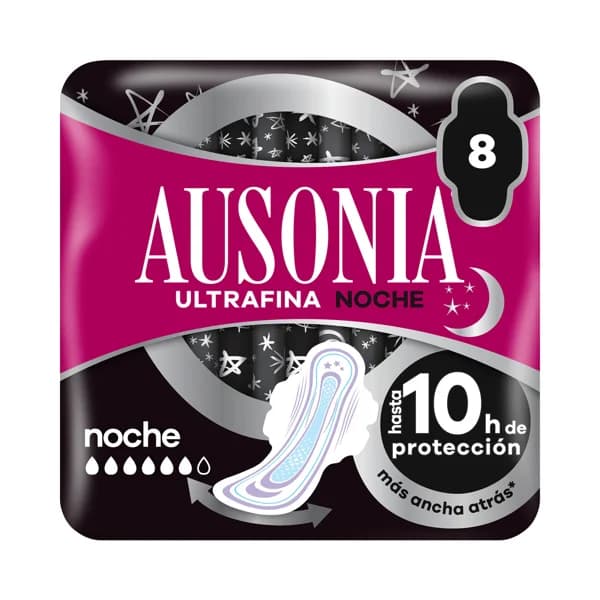AUSONIA Compresas ultrafinas de noche con alas 8 uds. - 1 ud - Imagen del producto en Findit