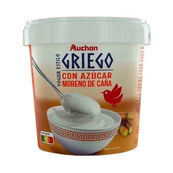 AUCHAN Yogur griego natural con azúcar moreno de caña 1 kg. Producto Alcampo - 1 kg - Imagen del producto en Findit
