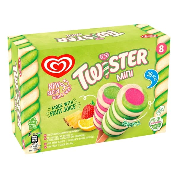 TWISTER Mini polos con sabor a piña, fresa, lima y limón 8 x 50 ml. - 0.4 l - Imagen del producto en Findit