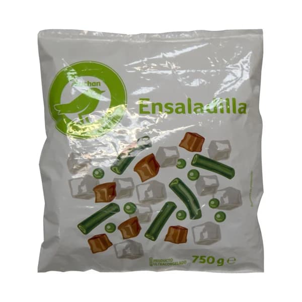 PRODUCTO ECONÓMICO ALCAMPO Ensaladilla (Patatas, guisantes, zanahorias y judias verdes) PRODUCTO ECONÓMICO ALCAMPO 750 g. - 0.75 kg - Imagen del producto en Findit