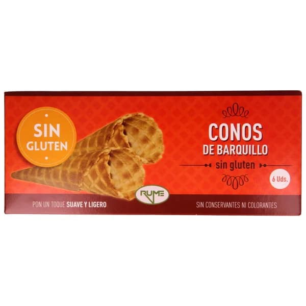 RUME Conos de barquillo para helados, elaborados sin gluten 6 uds. - 0.08 kg - Imagen del producto en Findit