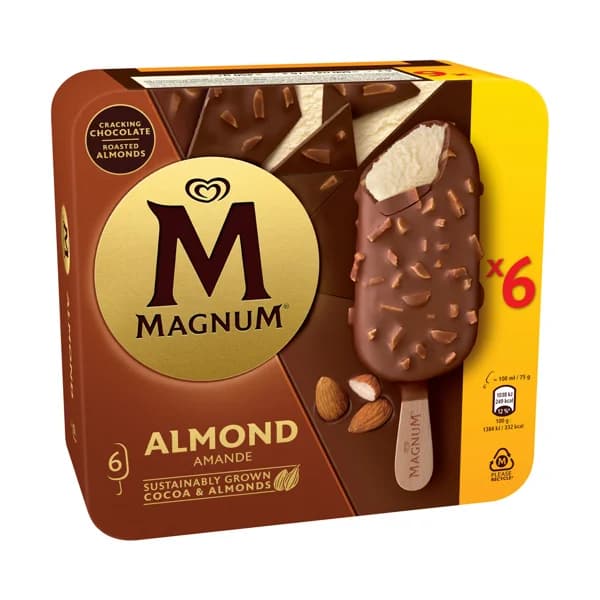 MAGNUM de Frigo Helado de vainilla recubierto de chocolate con almendras 6 x 100 ml. - 0.6 l - Imagen del producto en Findit