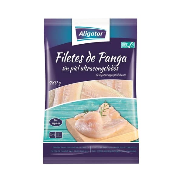 ALIGATOR Filetes de panga ultracongelados, sin piel y sin espinas ALIGATOR 480 g, - 0.48 kg - Imagen del producto en Findit