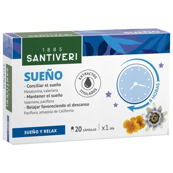 SANTIVERI Sueño Complemento alimenticio a base de extractos vegetales 20 comprimidos. - 1 ud - Imagen del producto en Findit