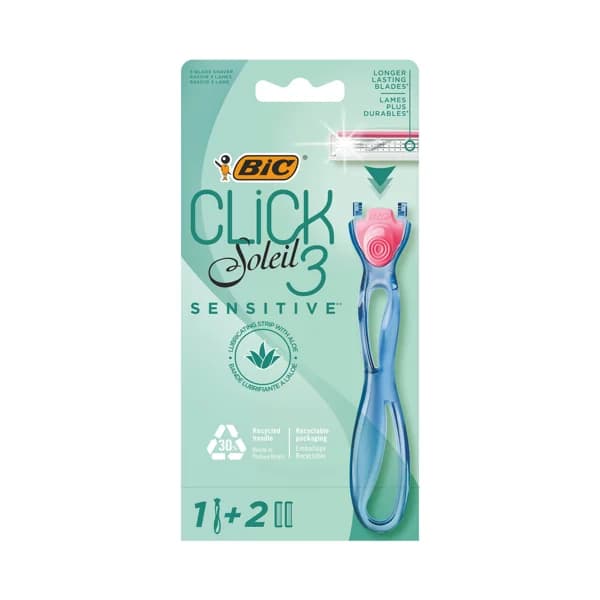 BIC Maquina para depliación femenina con cabezal de 3 hojas y 2 recambios BIC Click soleil 3 sensitive. - 1 ud - Imagen del producto en Findit