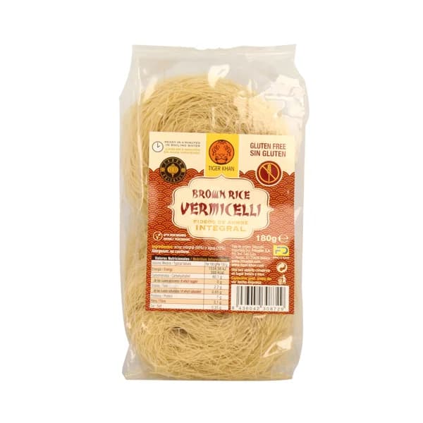 TIGER KHAN Pasta fideos de arroz integral sin gluten TIGER KHAN 180 g. - 0.18 kg - Imagen del producto en Findit