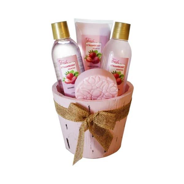 FRESH Cubo regalo con productos con fragancia a fresa para el cuidado y la higiene corporal. - 1 ud - Imagen del producto en Findit