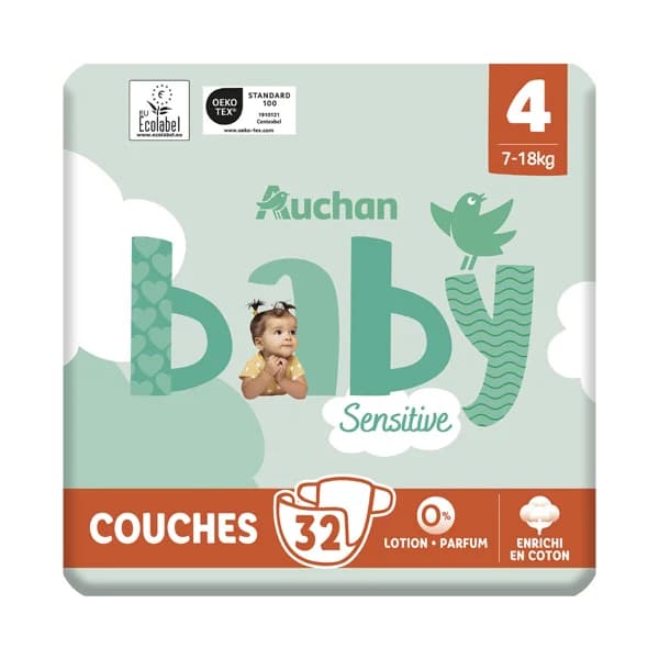 PRODUCTO ALCAMPO Baby sensitive Pañales talla 4 (7-18 kg) 32 uds. - 1 ud - Imagen del producto en Findit