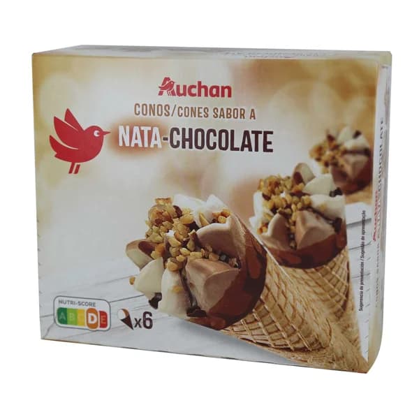 AUCHAN Cono de helado de nata y trufa 6 x 120 ml. Producto Alcampo - 0.72 l - Imagen del producto en Findit
