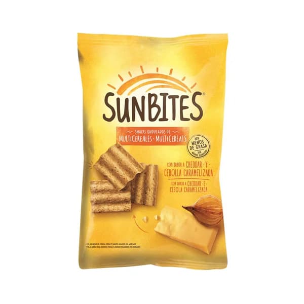 SUNBITES Snacks ondulados multicereales, con sabor queso cheddar y cebolla caramelizada 90 g. - 0.1 kg - Imagen del producto en Findit