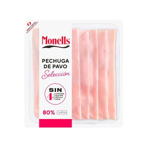 MONELLS Selección Pechuga de pavo cortada en lonchas 140 g. - 0.14 kg - Imagen del producto en Findit