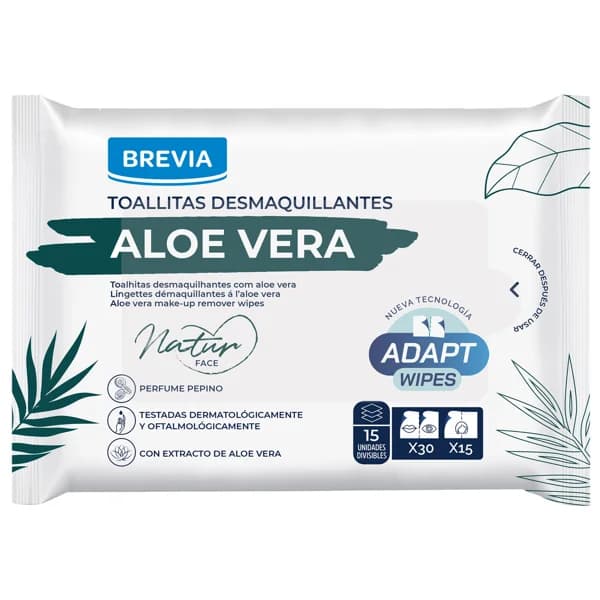 BREVIA Toallitas desmaquillantes con aloe vera y perfume a pepino BREVIA 15 uds. - 1 ud - Imagen del producto en Findit